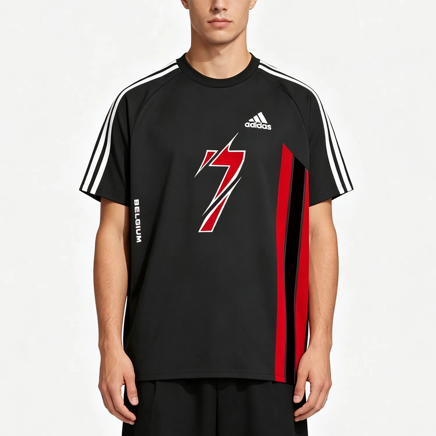 Мужская футболка с принтом 7 Adidas, Black — фото 4