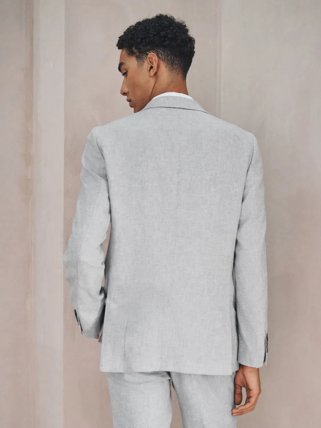 Пиджак приталенный из смесового льна, Grey Tailored Fit Linen Blend Texture Next, серый — фото 4