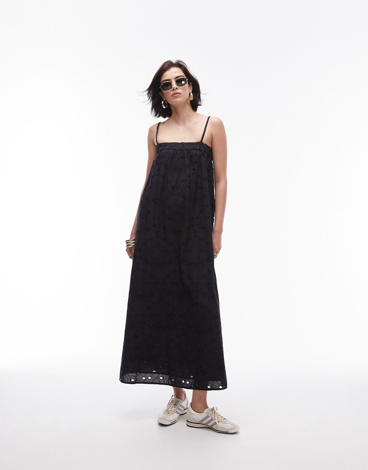 

Платье Topshop Strapless Midi With English Embroidery, черный