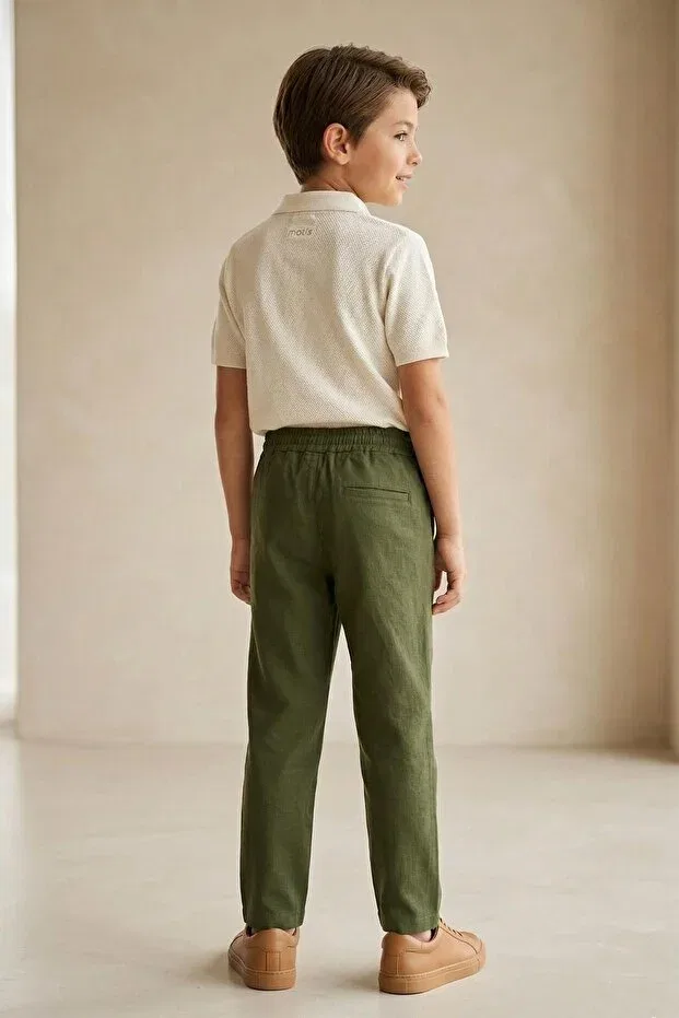 Детские брюки для девочек льняные Mutlu Kids, Khaki — фото 2