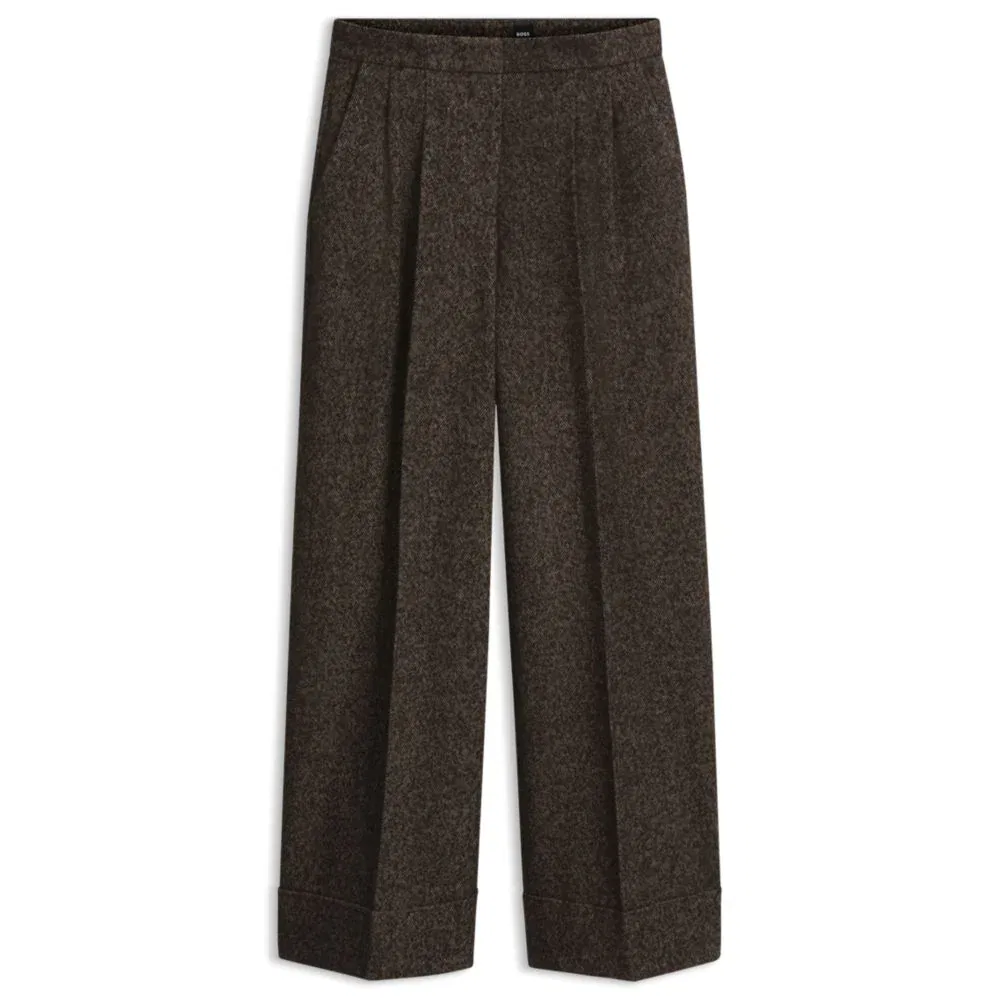Женские брюки с широкими штанинами из шерстяной смеси BOSS, Patterned