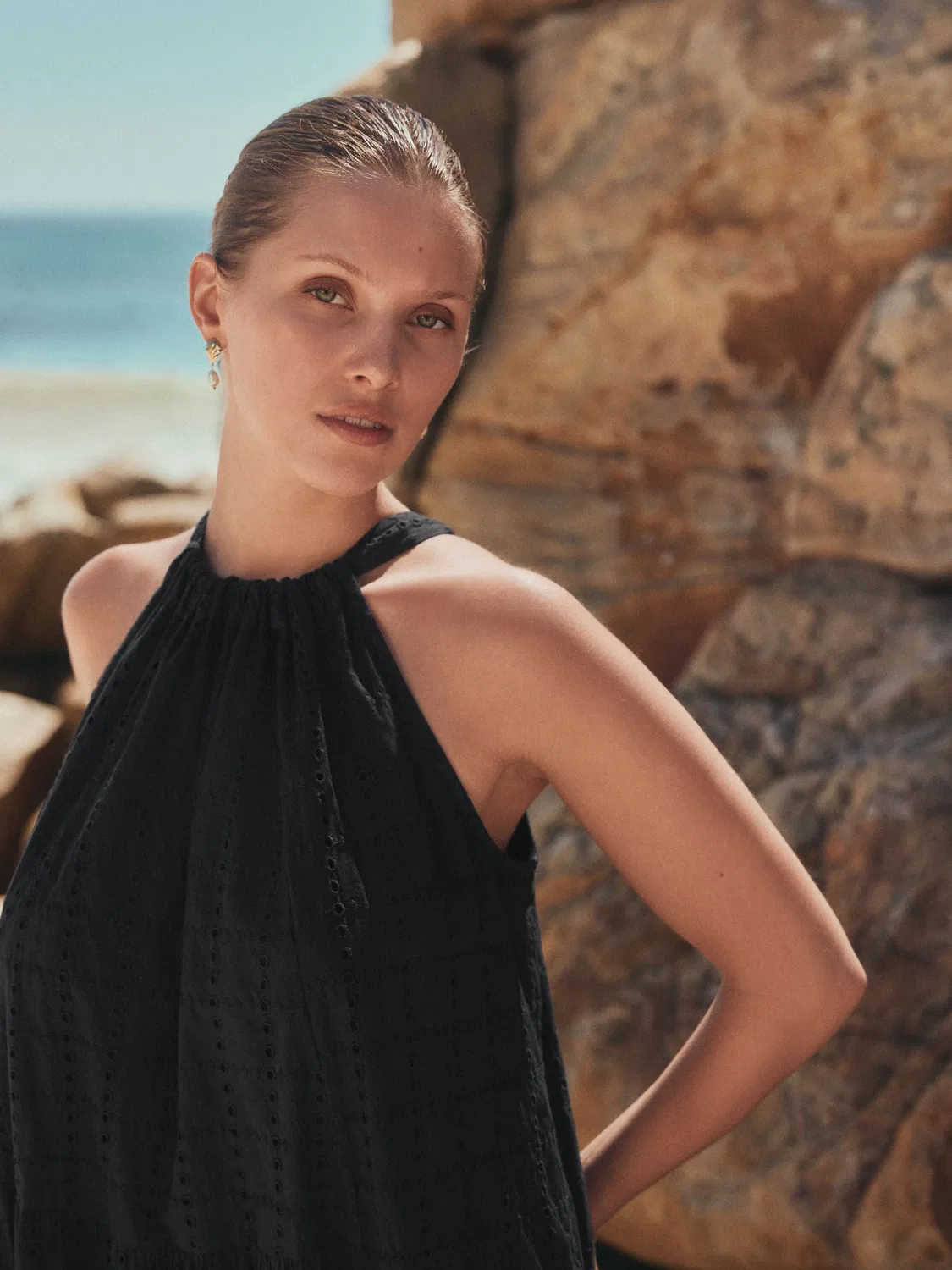 Платье макси на шее, Black Halter Maxi Dress Next, черный — фото 4