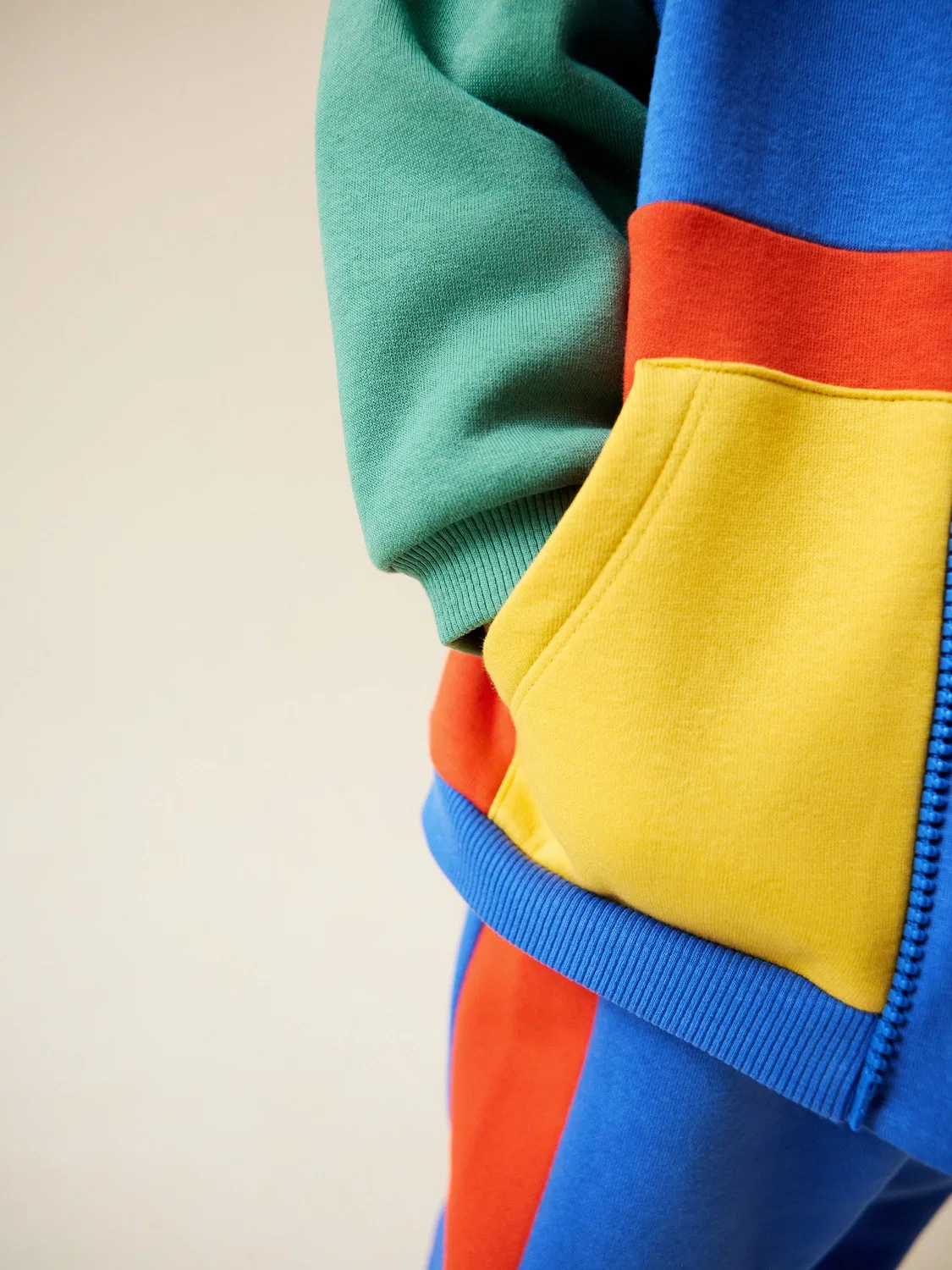 Спортивный костюм Colour Block Full Zip Sweat and Joggers Set Next, зелено-голубой — фото 3