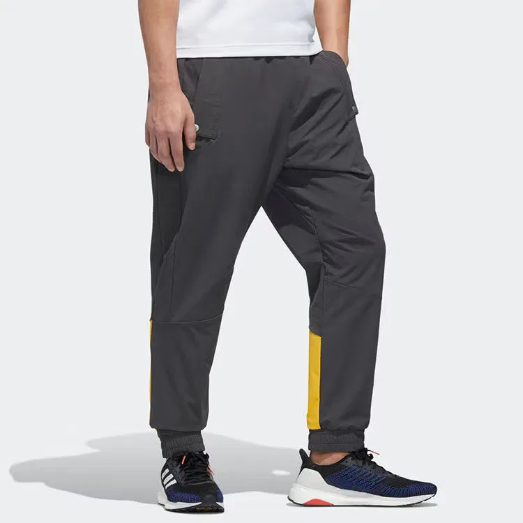 Брюки спортивные контрастные с завязками Adidas, серый — фото 4