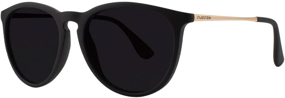 

Поляризованные солнцезащитные очки для мужчин и женщин, классическая форма, комбинированная металлическая оправа, 100% защита от УФ-излучения FUOFEN, Matte Black