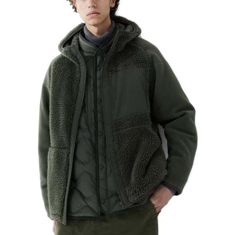 Флисовая толстовка Uniqlo x White Mountaineering на молнии с капюшоном, темно-зеленый — фото 3