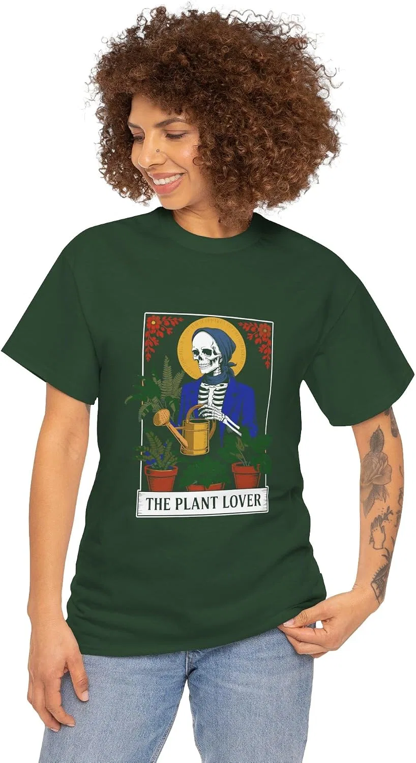 Мужская футболка с принтом Tarot Card Plant Lover Tee, тёмно-зелёный — фото 4