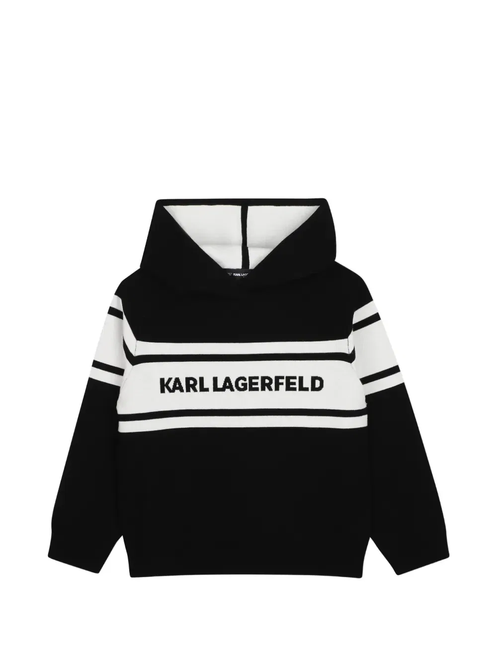 Худи с логотипом вязки интарсия Karl Lagerfeld Kids, черный