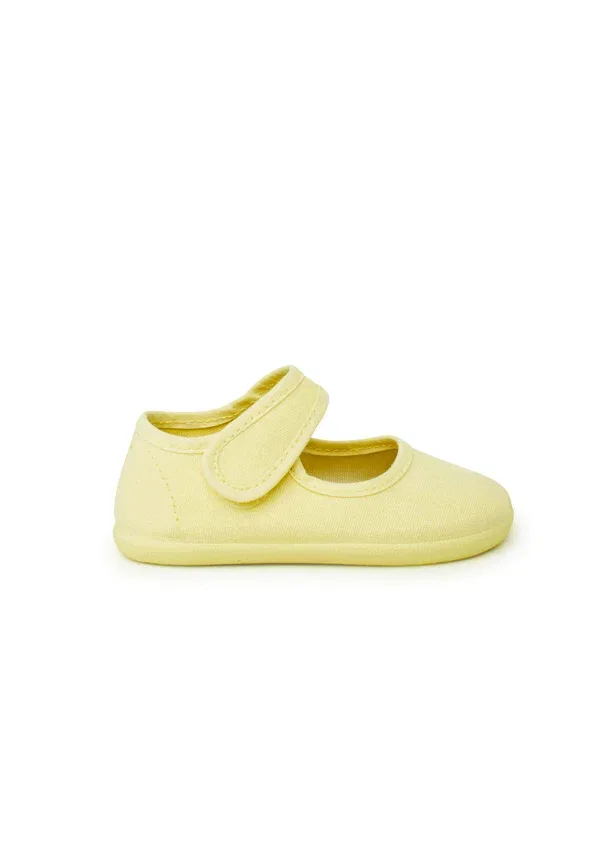 Ботинки на липучке Merceditas barefoot lona cierre ancho Pisamonas, желтый лимонный
