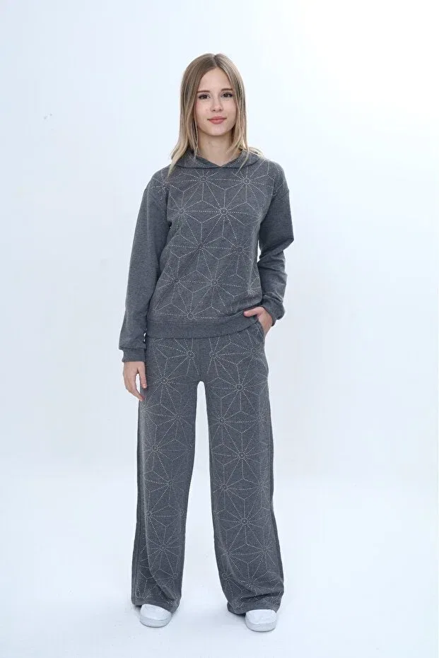 Детский комплект для девочек с вышивкой Stone Embroidered K Toontoy, Anthracite Melange