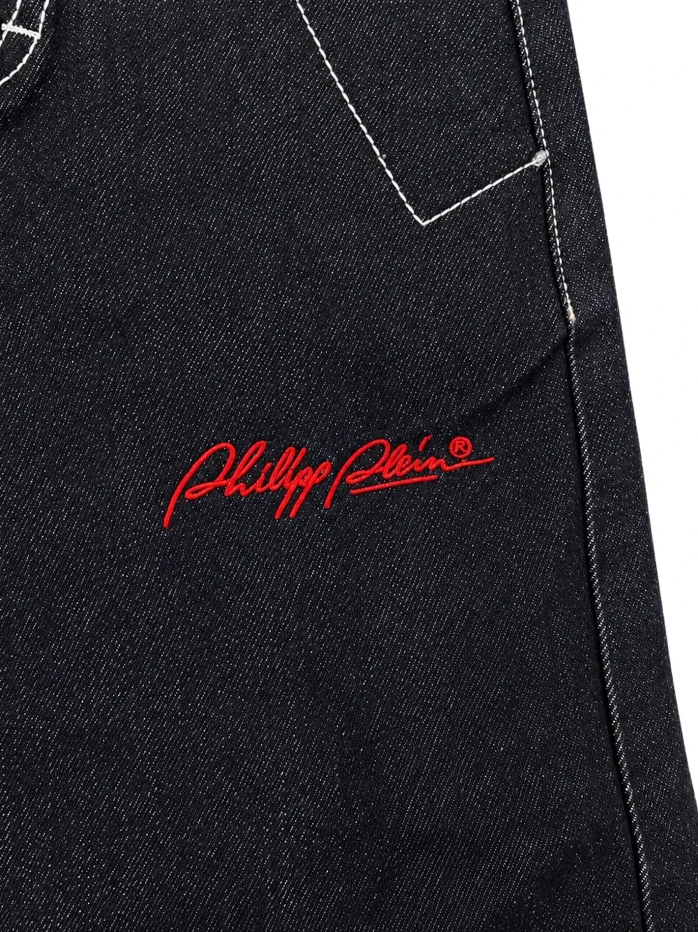 Джинсы с контрастной строчкой и принтом с логотипом Philipp Plein Junior, черный — фото 3