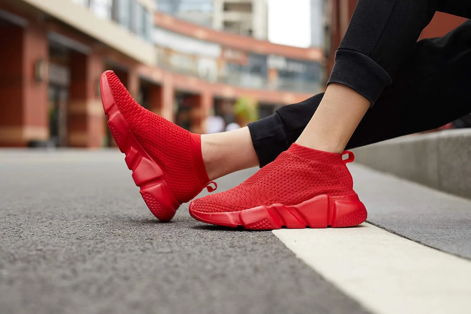 Детские дышащие кроссовки с высоким верхом Casbeam, All Red — фото 4