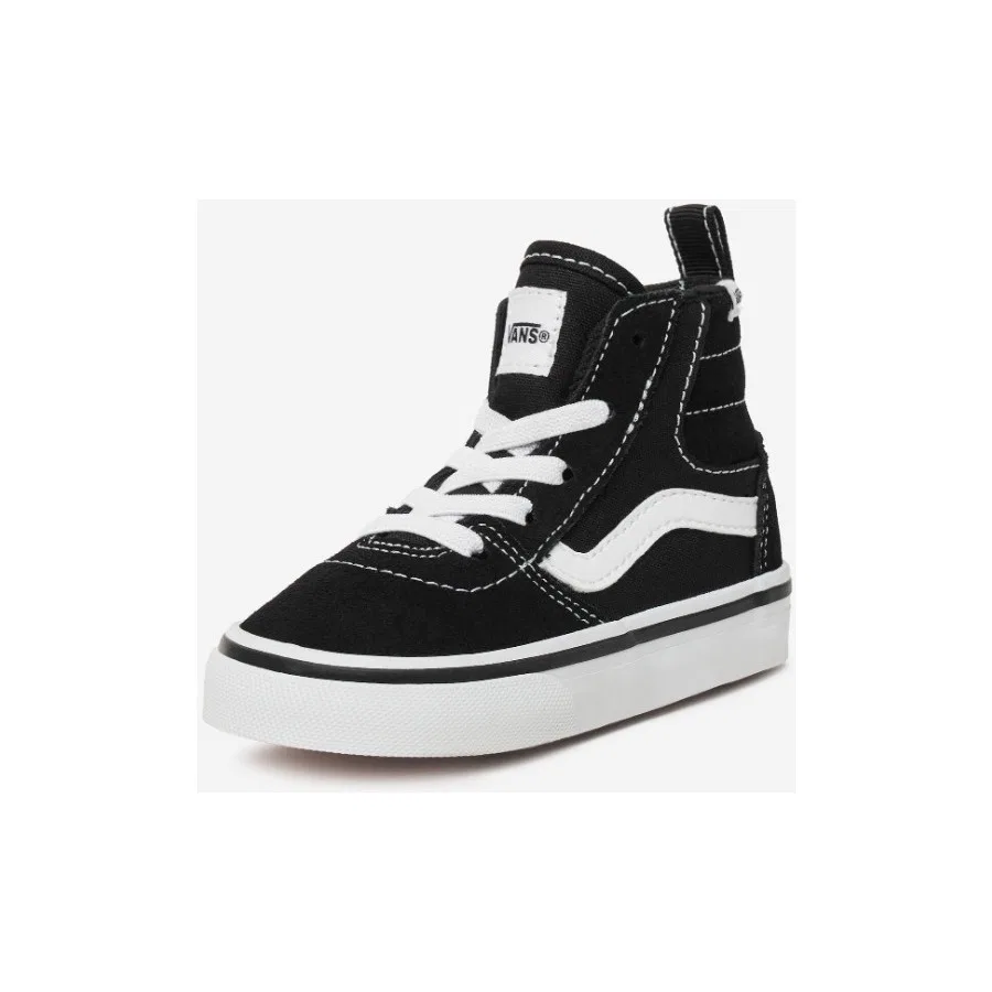 Детские кроссовки на молнии Ashwood Hi Decon Side Zip Vans, Черно-белый — фото 2
