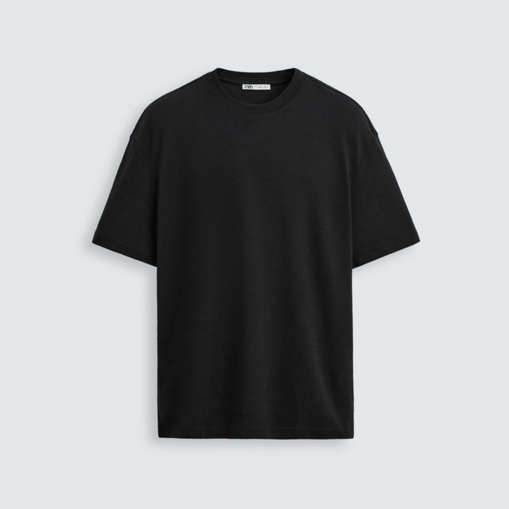 

Футболка Zara Relaxed Fit Interlock, черный