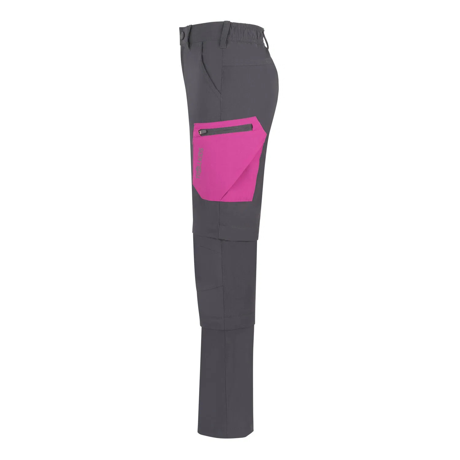 Детские брюки-трансформеры Preikestolen Double Zip-Off Trollkids, Sturmgrau Bengalrosa — фото 3