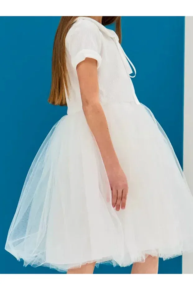 Детское платье для девочек хлопковое Nc Gift, White-Short — фото 2