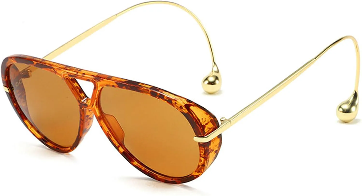 

Willochra Модные солнцезащитные очки-пилот для женщин и мужчин, ретро-очки большого размера круглой формы с серьгами, винтажные солнцезащитные очки-щитки UV400, C4