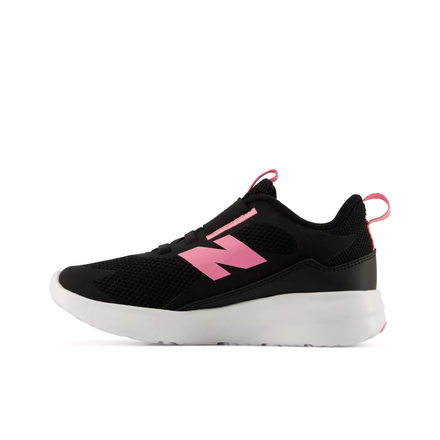 Детские кроссовки без шнуровки на сетчатой основе 468 Slip On New Balance, Black With Signal Pink — фото 3