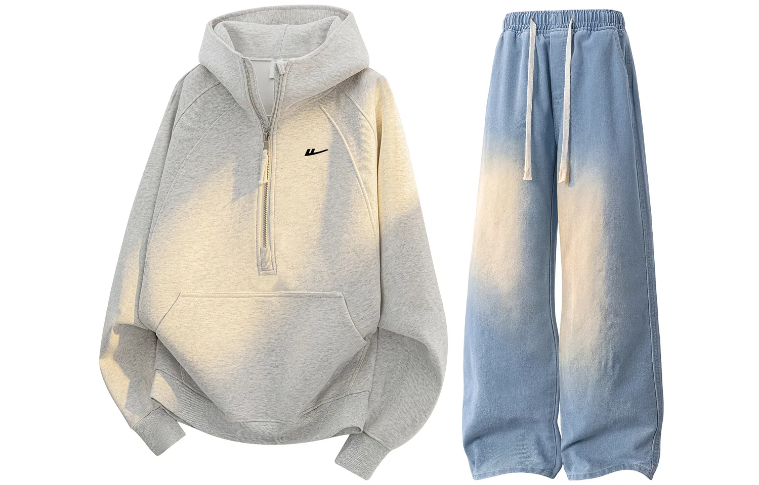 Детский спортивный комплект из свитшота и джинсов White Heather Gray Top+Jeans WARRIOR