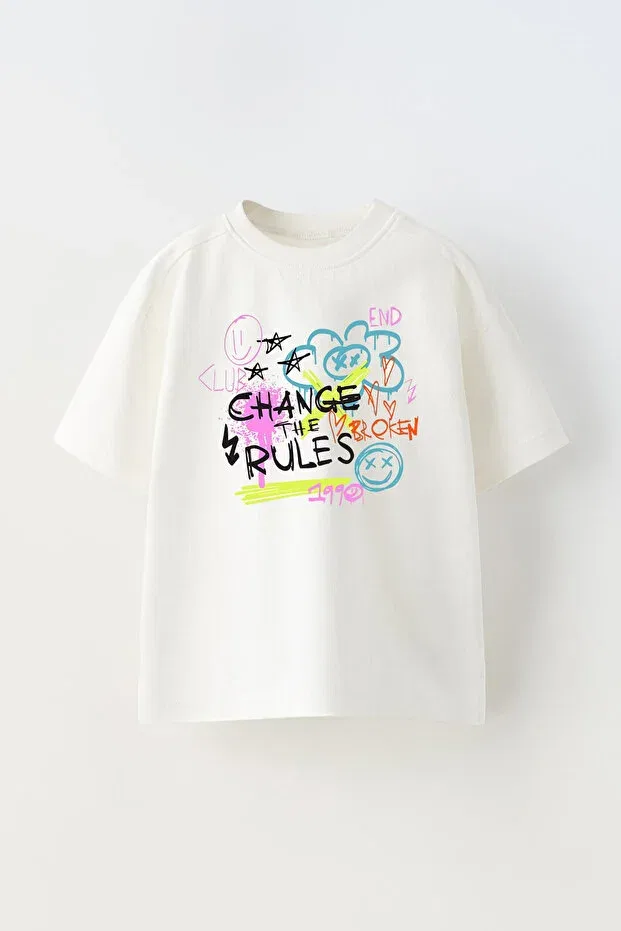 Детская футболка для девочек с принтом Oversize Rules C.C.L. Coccolin Kids Baby Clup, White