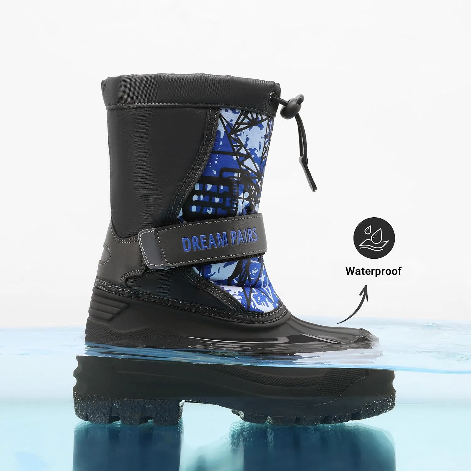 Детские зимние водонепроницаемые снежные ботинки DREAM PAIRS, Navy — фото 3