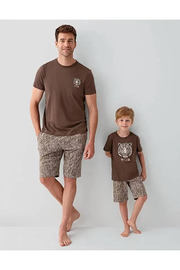 Детский комплект пижам с принтом Father-Son pajama set Ren, Brown