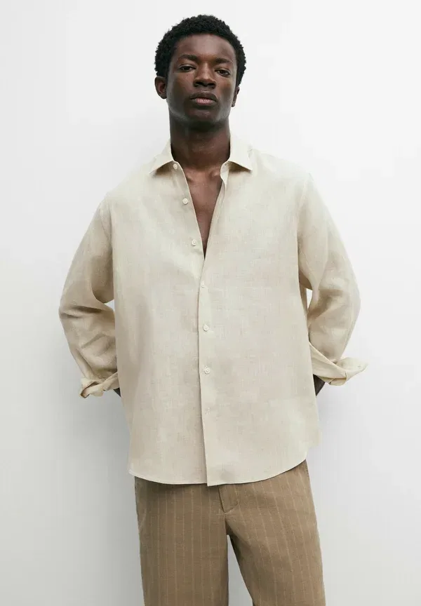 Рубашка из льна Shirt Massimo Dutti, Beige, бежевый