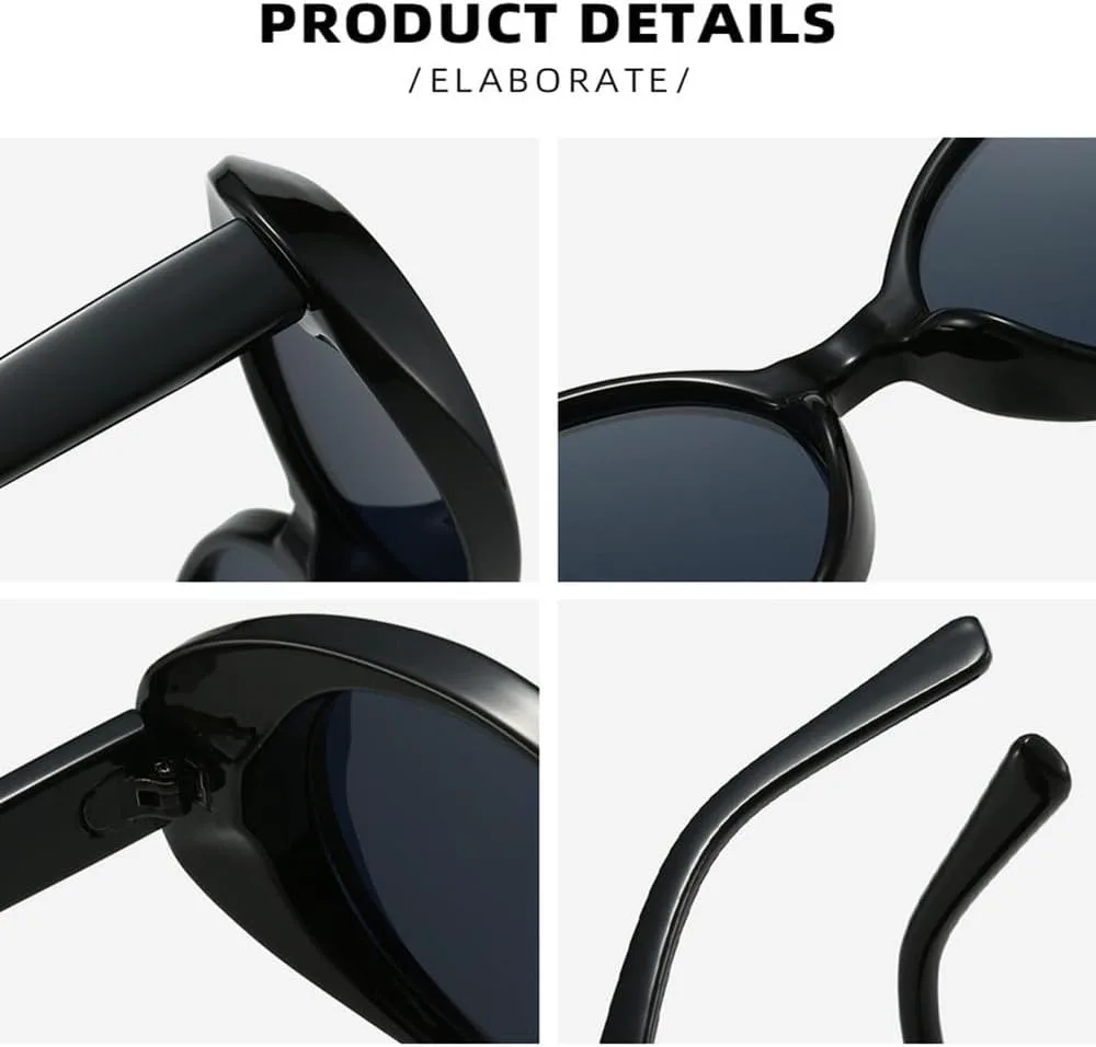 

Овальные солнцезащитные очки, модные солнцезащитные очки в стиле ретро, ​​солнцезащитные очки с маленькой оправой, защита от ультрафиолета UV400 TYUVIVO, Black