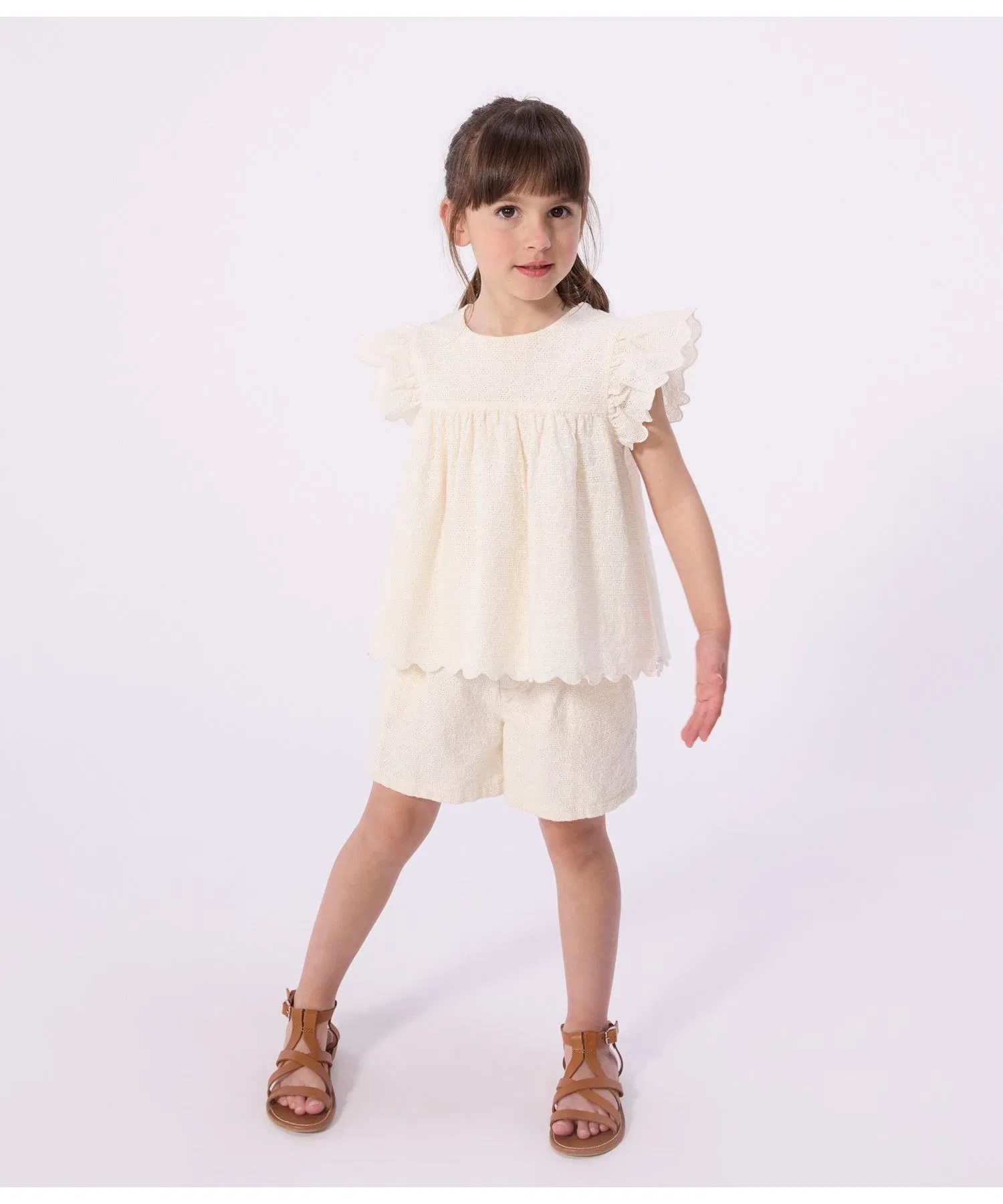 Детская блузка PETIT BATEAU с вышивкой в виде сердца, с коротким рукавом — фото 2