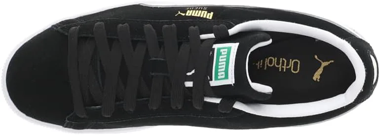 Мужские замшевые классические кроссовки PUMA с шнуровкой - черные, черный — фото 4