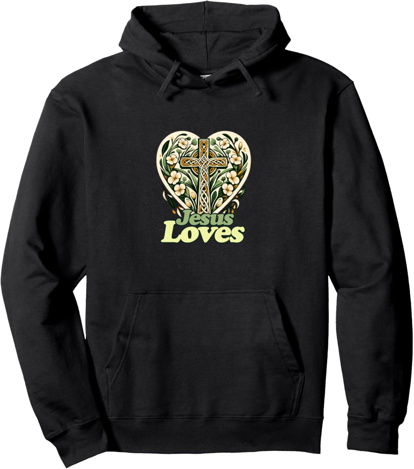 

Христианская толстовка с надписью «Иисус любит крест» Jesus Loves Celtic Cross, черный
