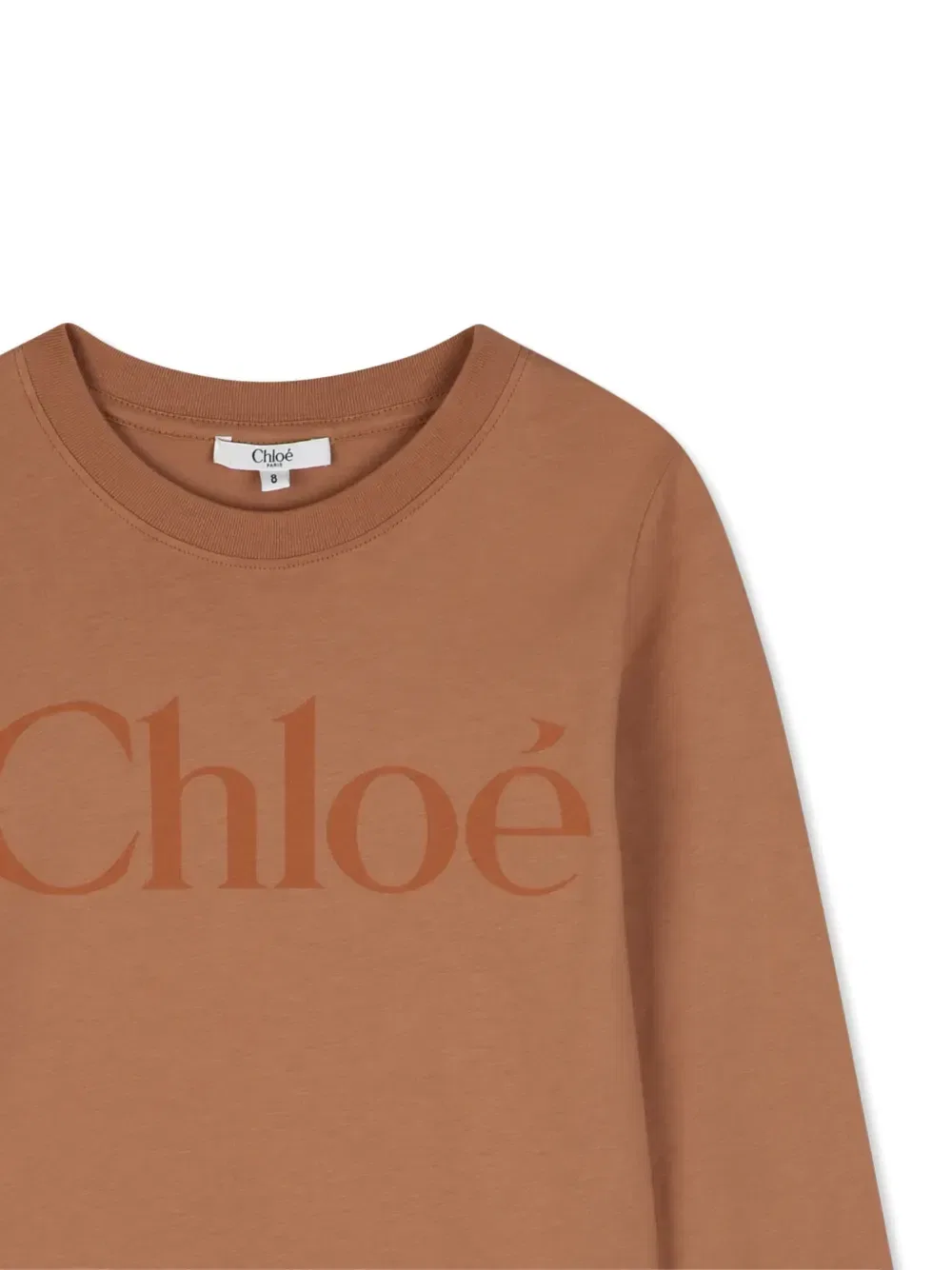 Футболка с длинными рукавами и логотипом Chloé Kids, коричневый — фото 3