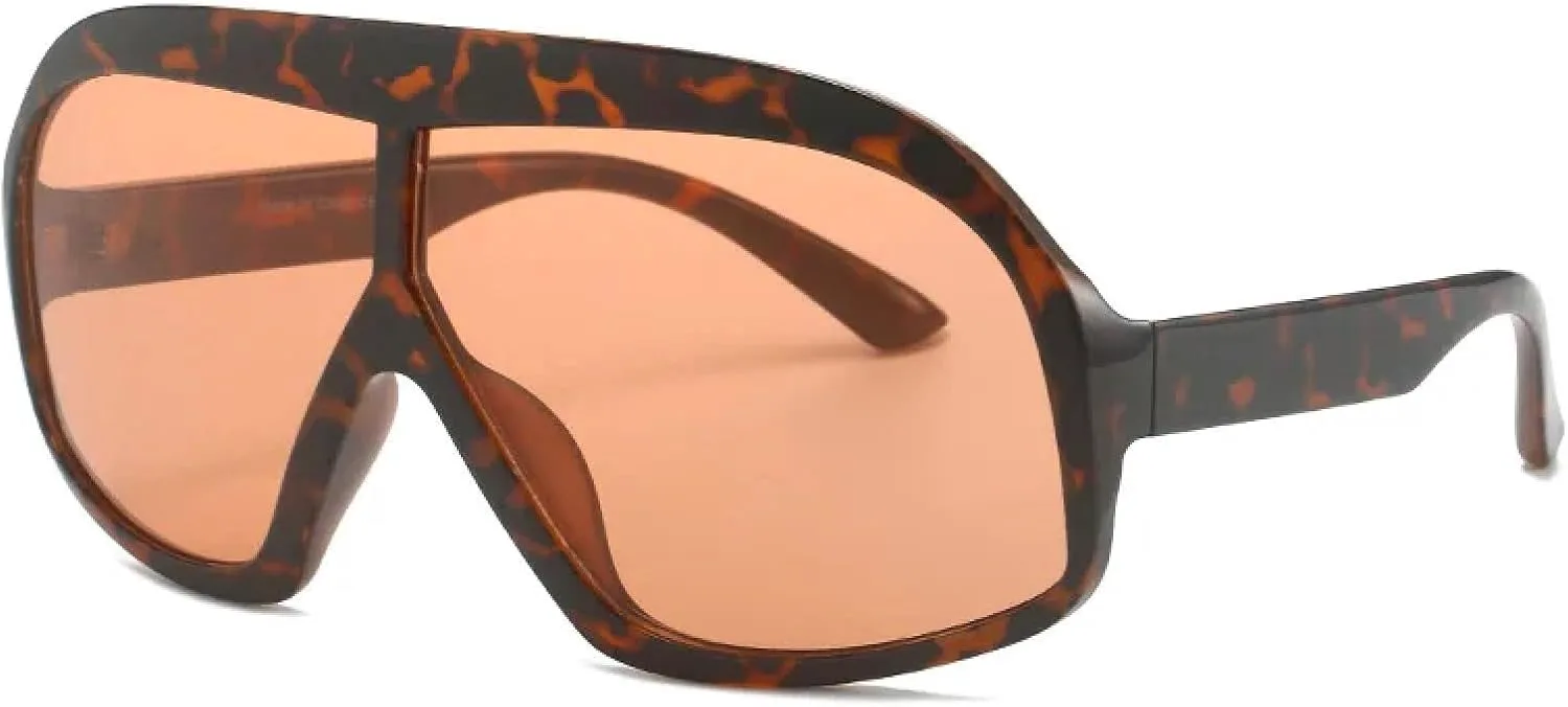 

Большие панк-солнцезащитные очки для женщин и мужчин, роскошные винтажные очки для активного отдыха, защита от УФ-излучения UV400 VVTWSSW, Leopard-orange