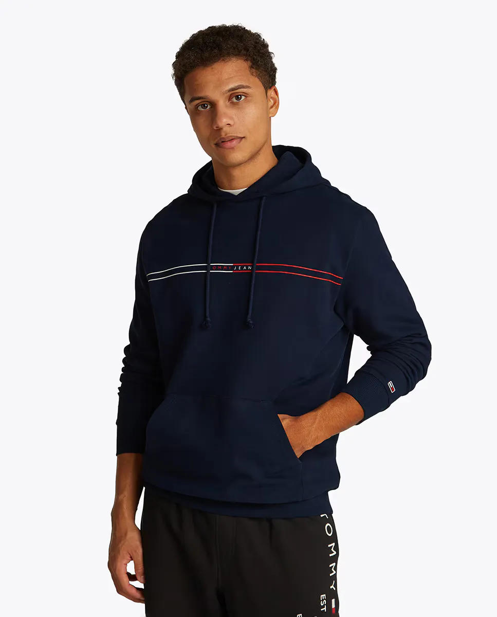 

Мужская толстовка прямого кроя с капюшоном Tommy Jeans, темно-синий