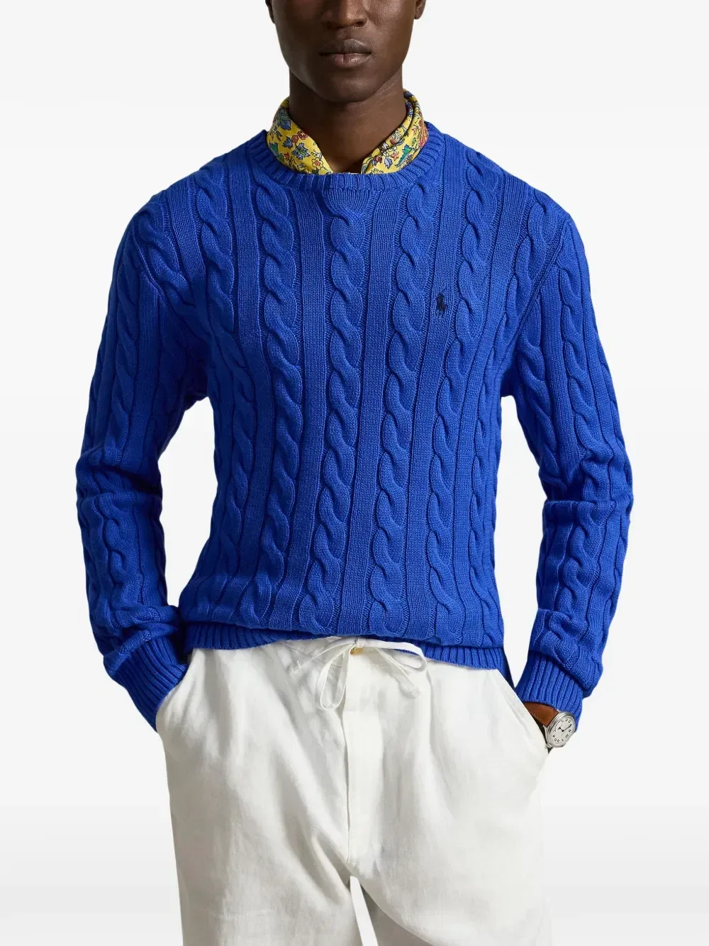 Хлопковый свитер тонкой вязки POLO RALPH LAUREN, синий — фото 3