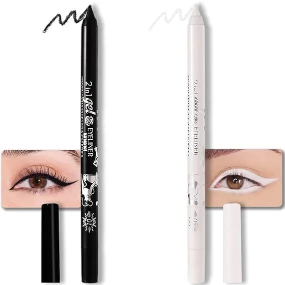 Подводка для глаз Color Gel Flash Eyeliner, 2 шт., No brand, 01# black и 02# white
