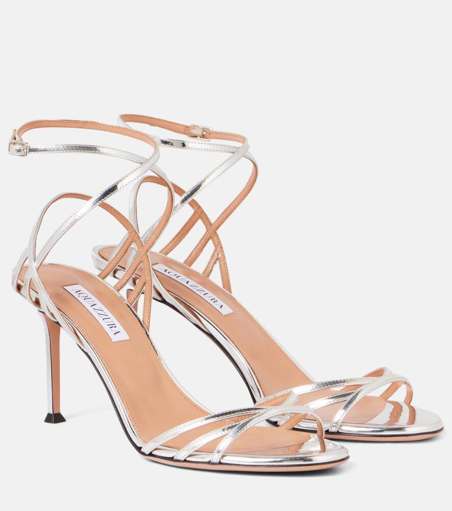 Полька 75 кожаные сандалии Aquazzura, Silver