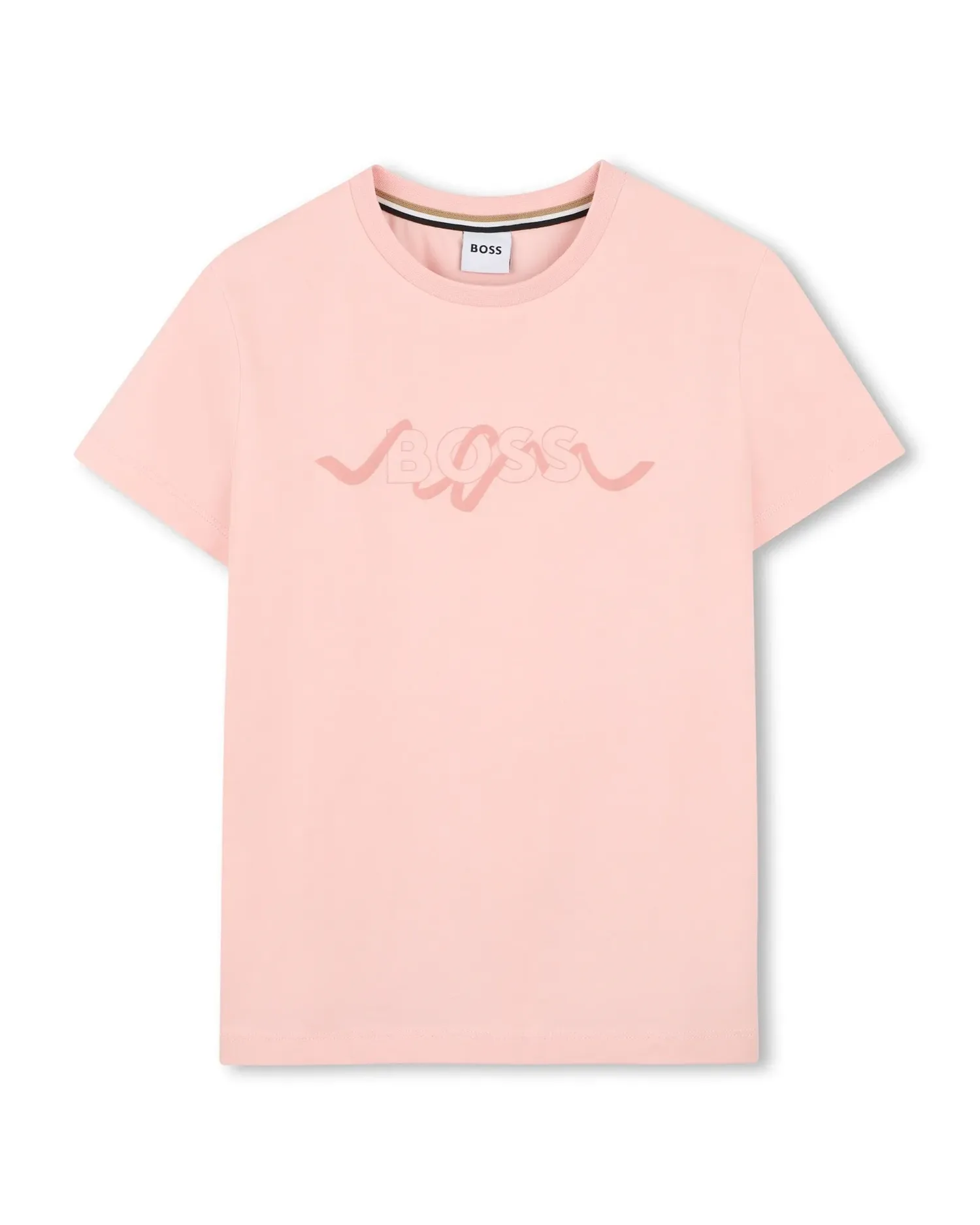 Детская футболка с короткими рукавами с микро-принтом из хлопка BOSS Kidswear, Natural