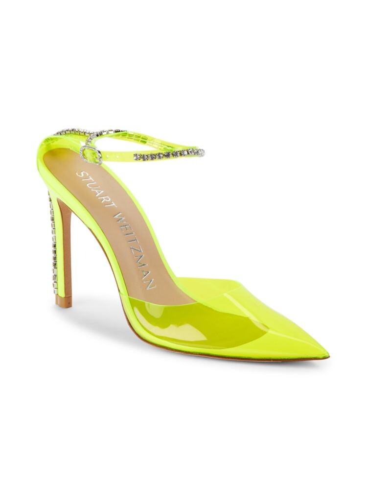 туфли на шпильке, украшенные кристаллами Stuart Weitzman, цвет Neon Yellow — фото 2