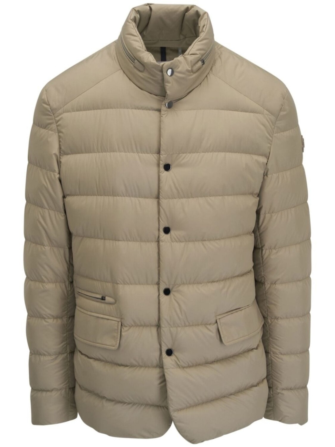 

Moncler пуховик с нашивкой-логотипом, нейтральный цвет