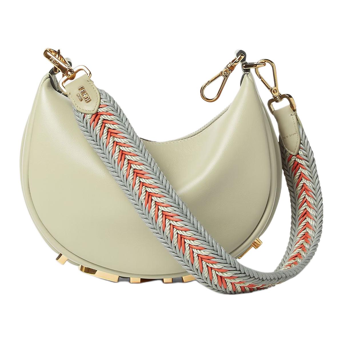 FENDI Миниатюрная сумка через плечо из телячьей кожи серо-зеленого цвета — фото 2