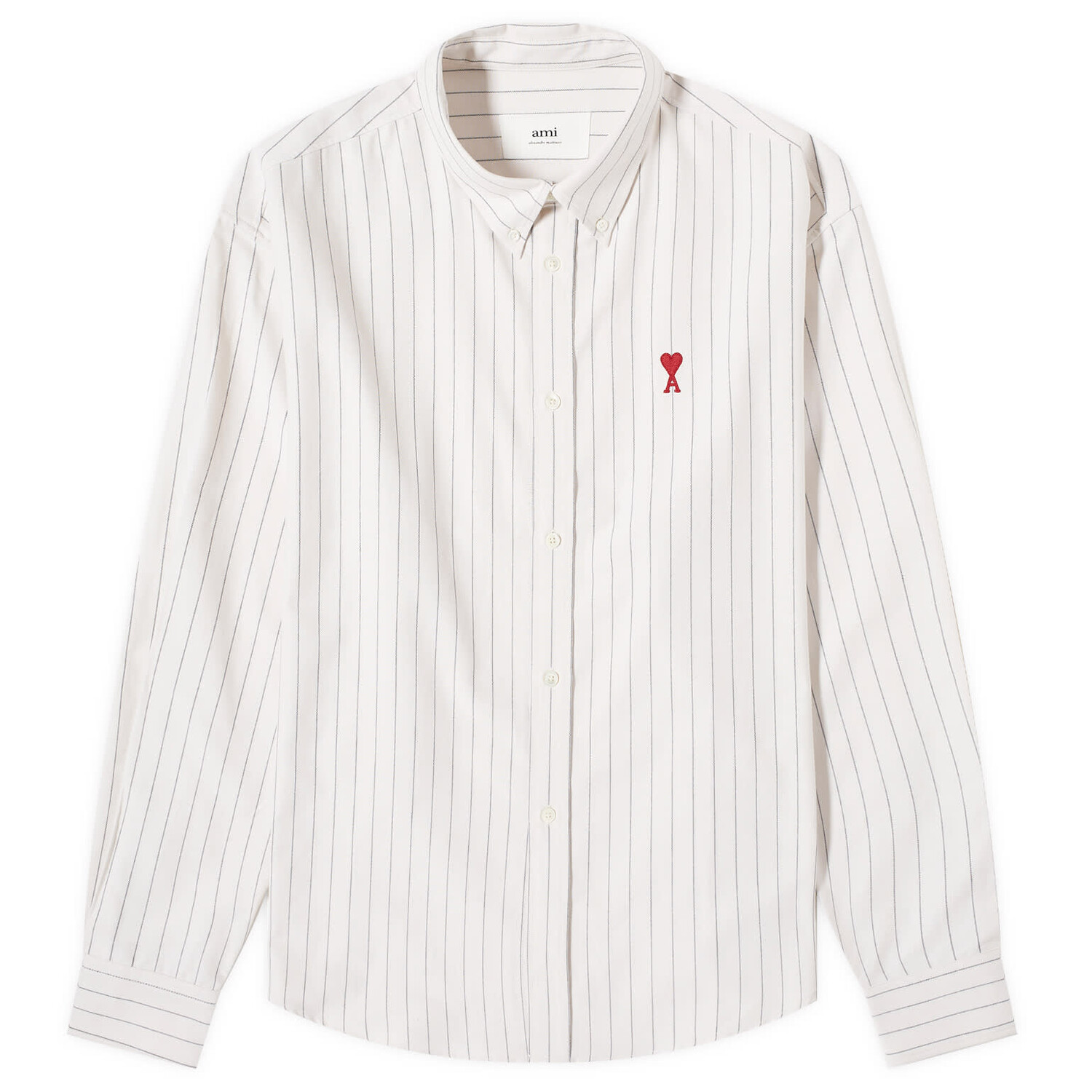 

Рубашка Ami Paris Boxy Fit Heart Stripe Shirt, цвет Chalk & Black