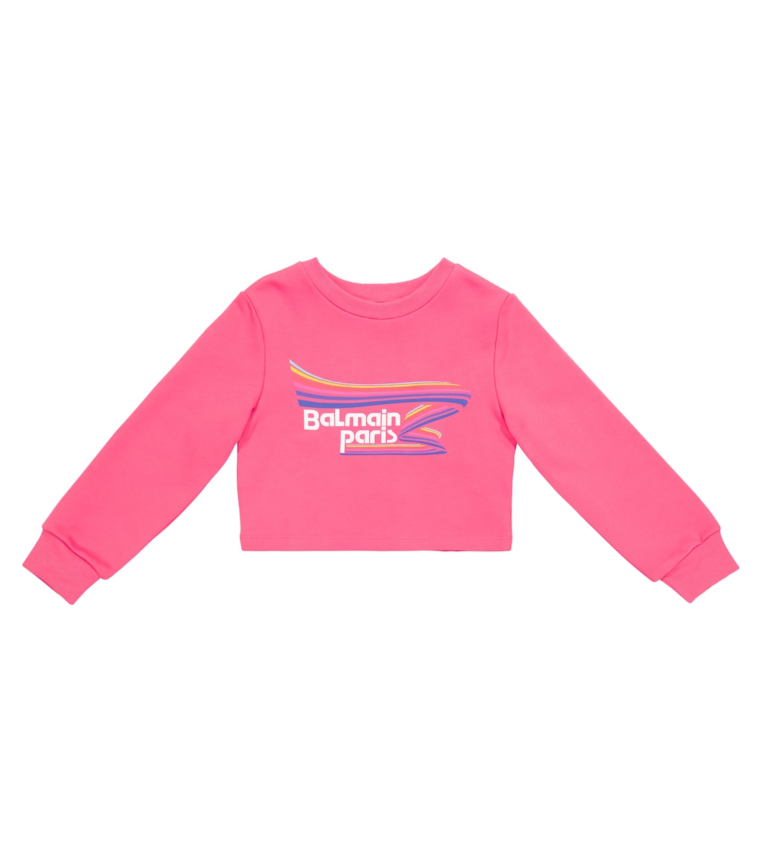 

Укороченная хлопковая толстовка с логотипом Balmain Kids, Fuxia