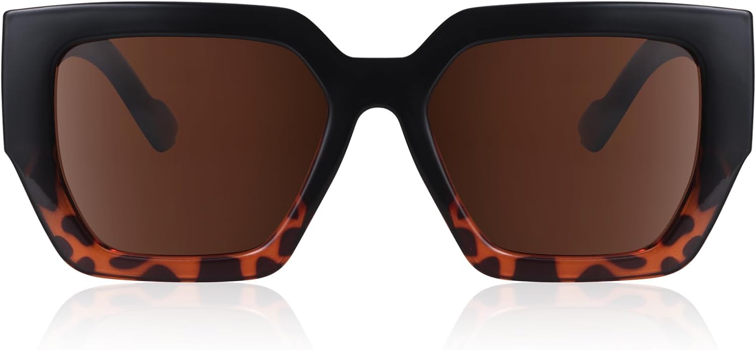 

Солнцезащитные очки Dollger Polarized Big Trendy Square Cat Eye для женщин, модные, стильные, в стиле ретро, ​​дизайнерские, с защитой от УФ-излучения UV400, Black&leopard/Polarized