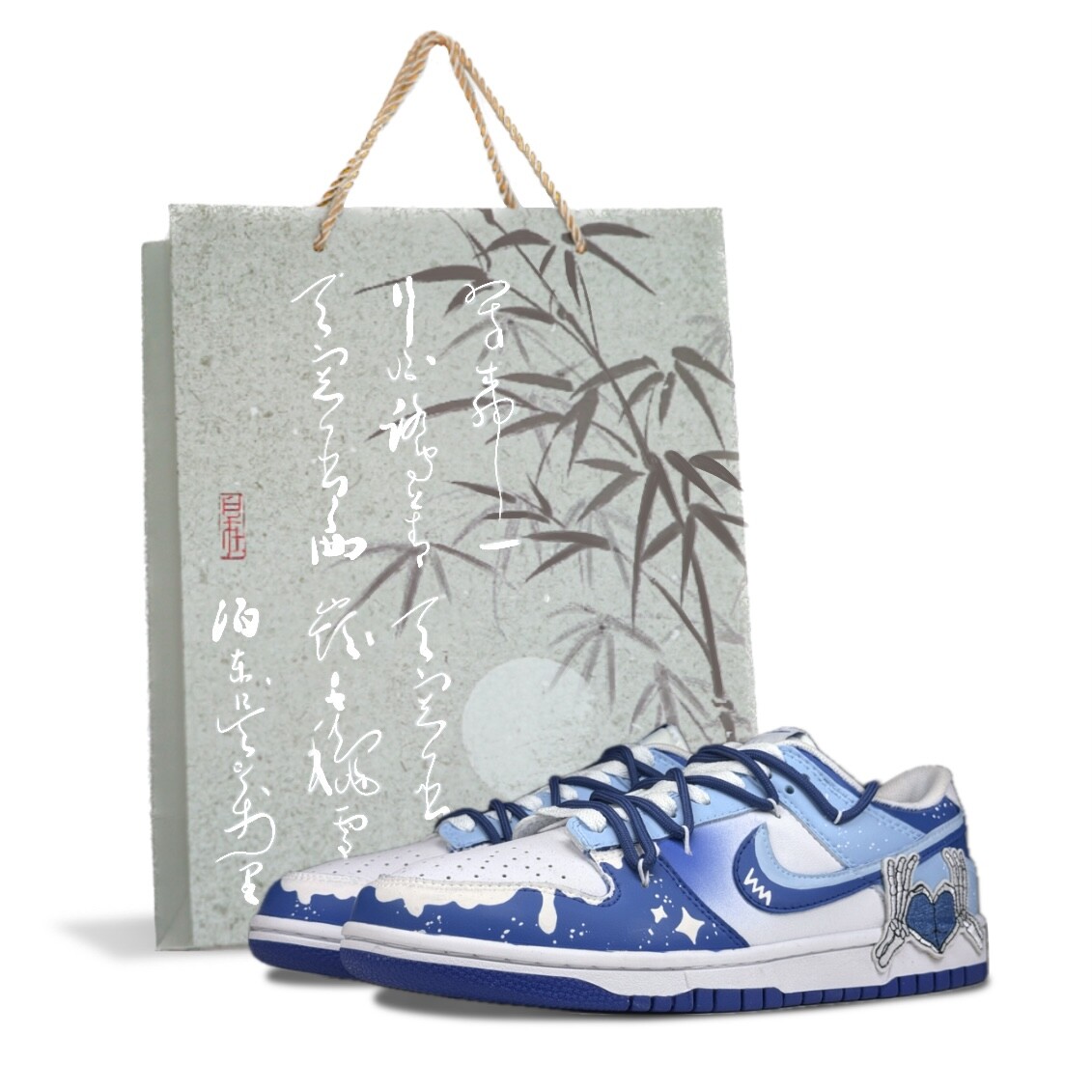 

Кроссовки Nike Dunk Skateboard Shoes Women's Low-Top Blue White, Синий, Кроссовки Nike Dunk Skateboard Shoes Women's Low-Top Blue White