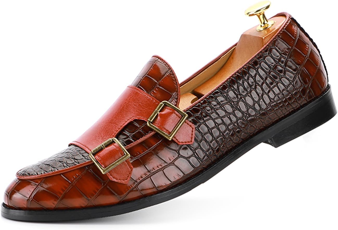 

Мужские лоферы из искусственной кожи с узором под крокодила, без шнурков Generic, коричневый