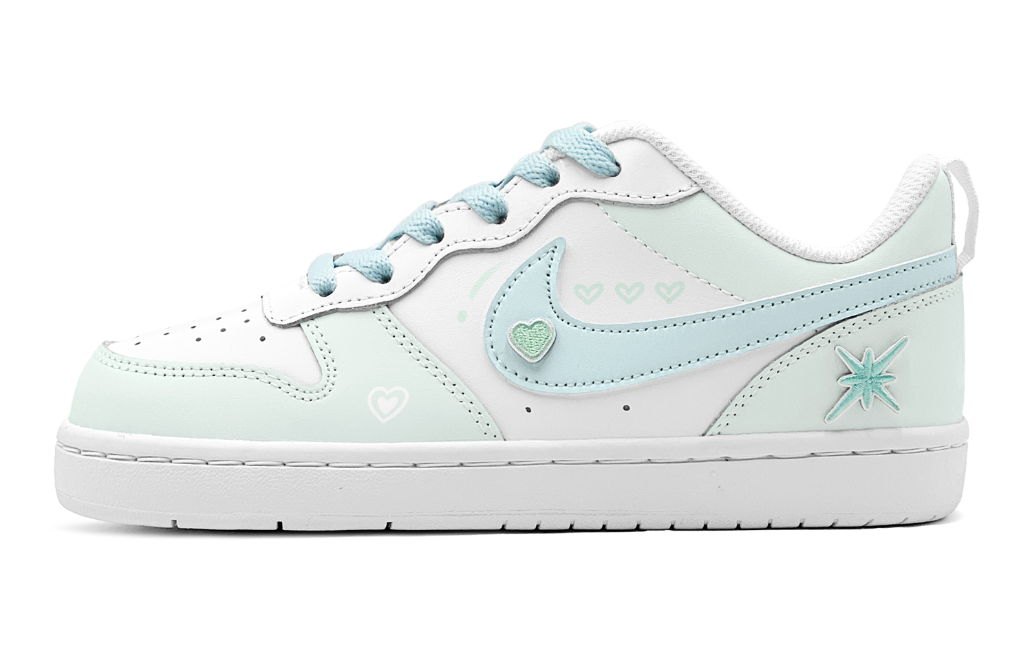 Nike Кроссовки для скейтбординга Court Borough Mint Heart нескользящие износостойкие низкие повседневные GS сине-зеленые, цвет Blue Green — фото 3