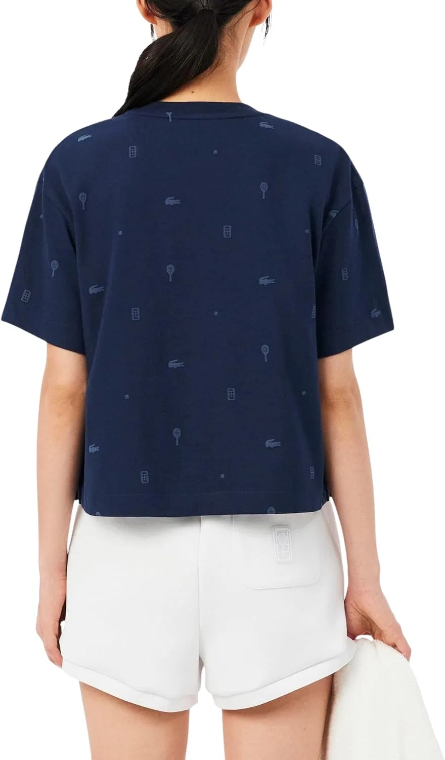 Футболка теннисная Lacoste Women's Oversized Ultra Dry, Navy Blue — фото 3