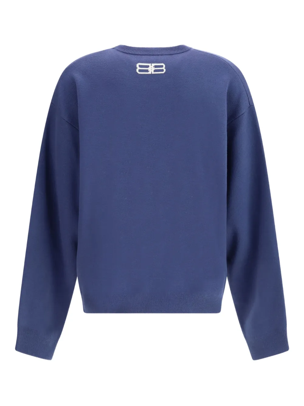 Свитер с круглым вырезом и принтом логотипа Balenciaga, синий — фото 2
