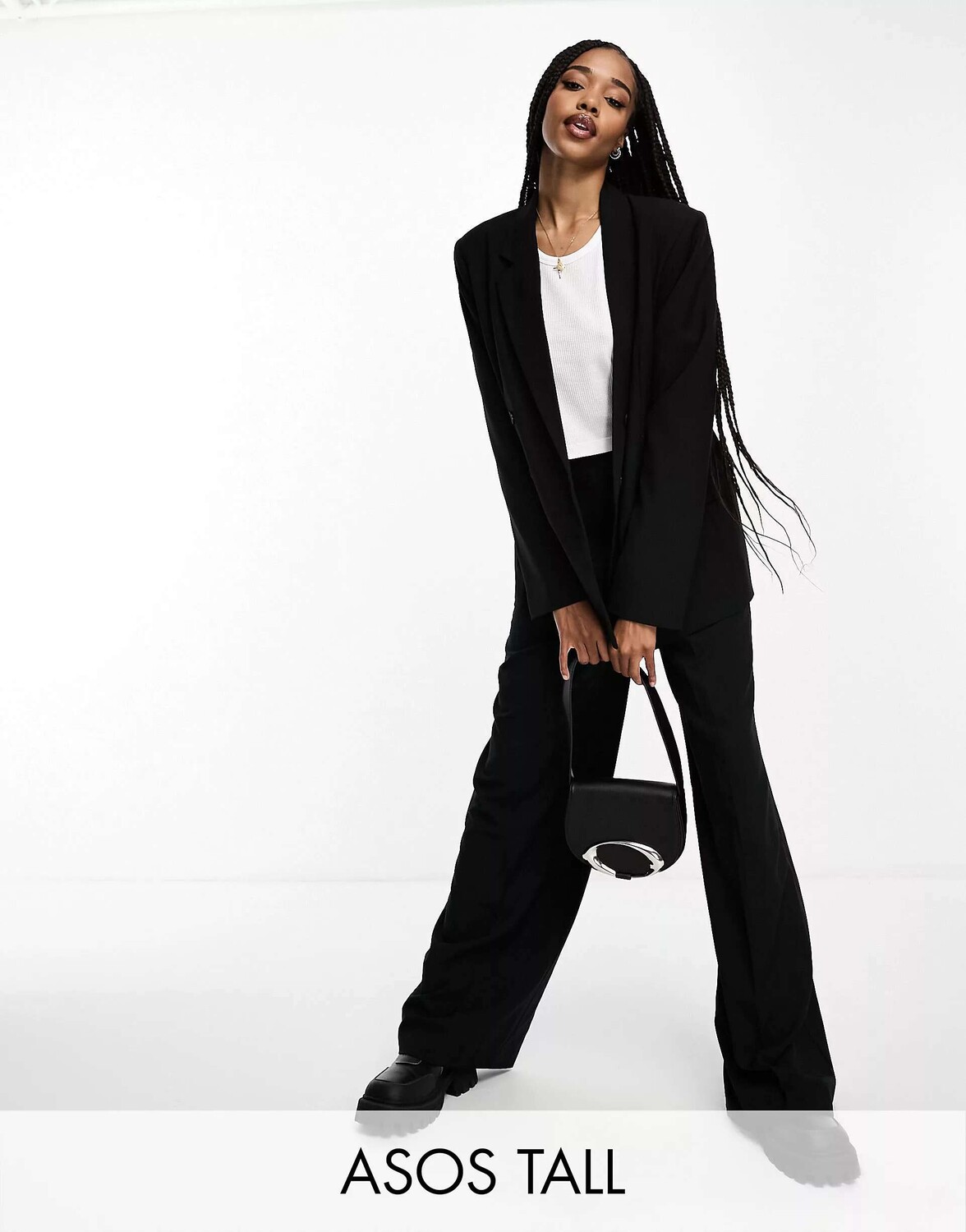 

Черный двубортный пиджак ASOS Tall